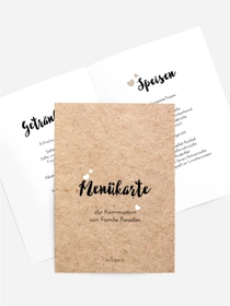 Menükarten Kommunion Papierherzen Menükarten Kommunion Papierherzen