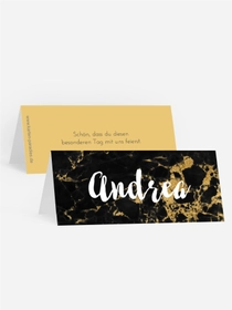 Tischkarte Geburtstag Schwarzer Marmor