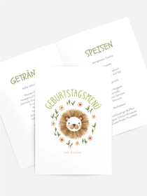 Menükarte Geburtstag Löwenmähne