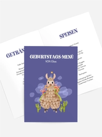 Menükarte Geburtstag Kleines Alpaka