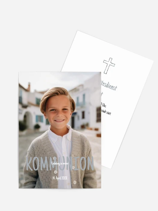 Einladungskarte Kommunion Großer kleiner Junge