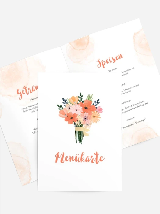 Menükarte Geburtstag Blumenflecken
