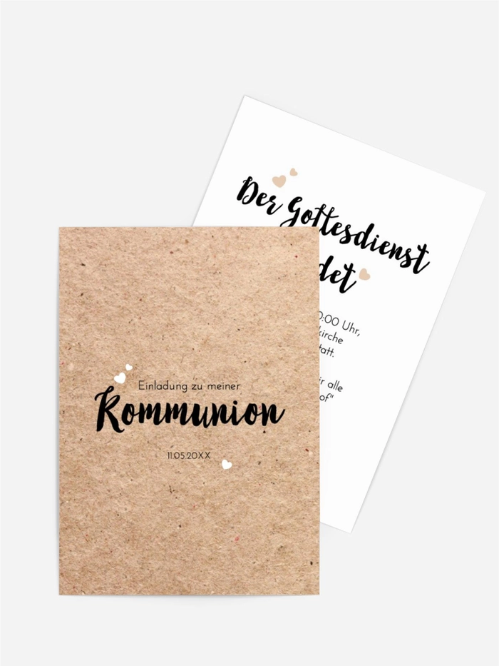 Einladungskarte Kommunion Papierherzen Einladungskarte Kommunion Papierherzen