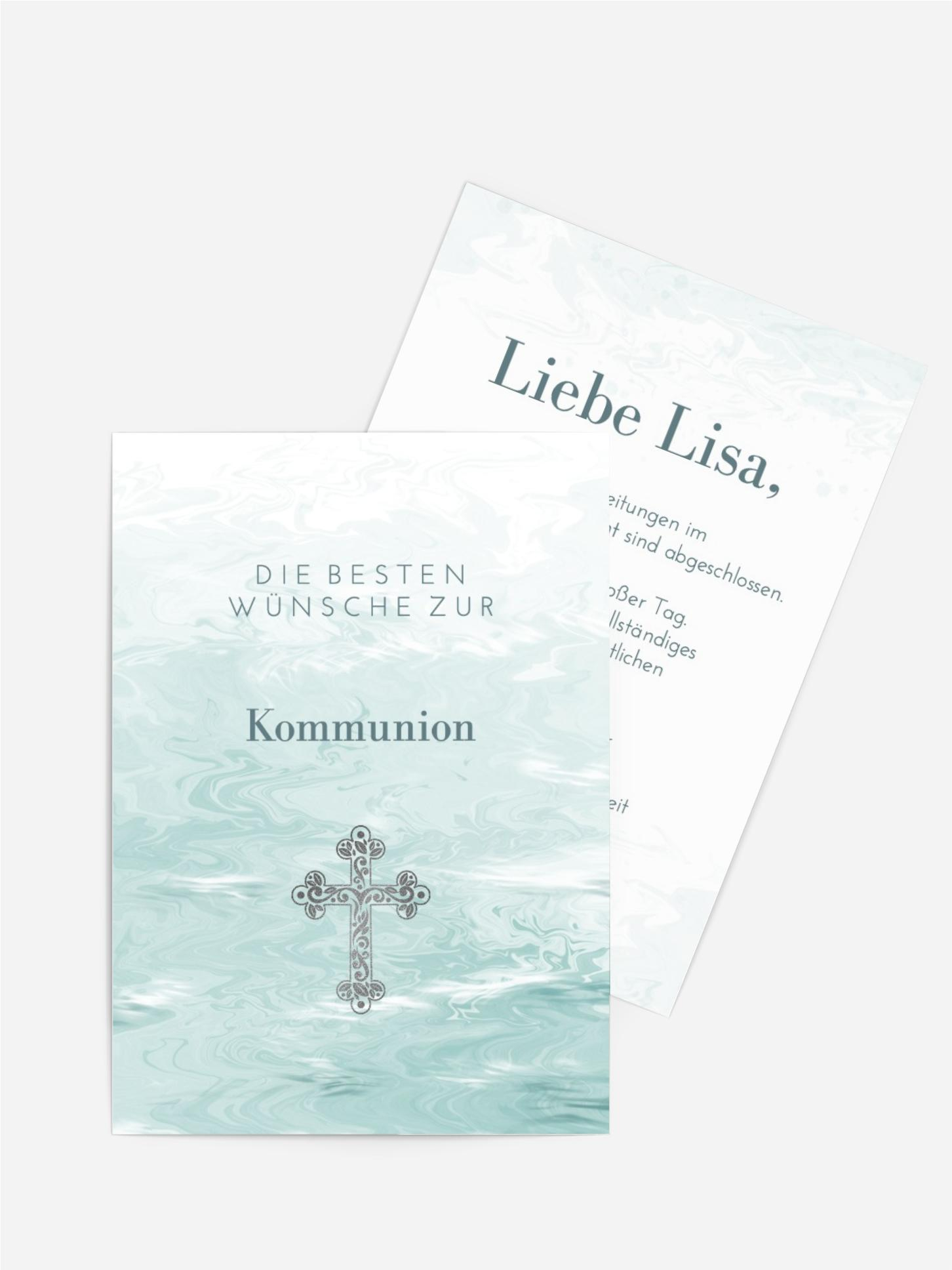Glückwunschkarten Kommunion Kreuz auf dem Wasser Glückwunschkarten Kommunion Kreuz auf dem Wasser