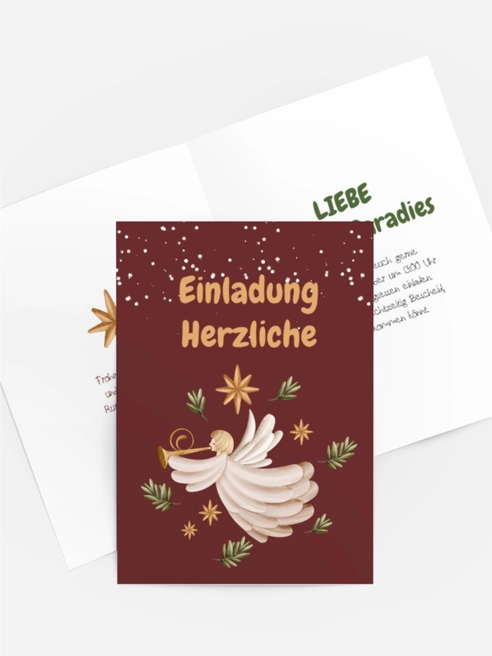 Einladung Weihnachten Haus im Wald