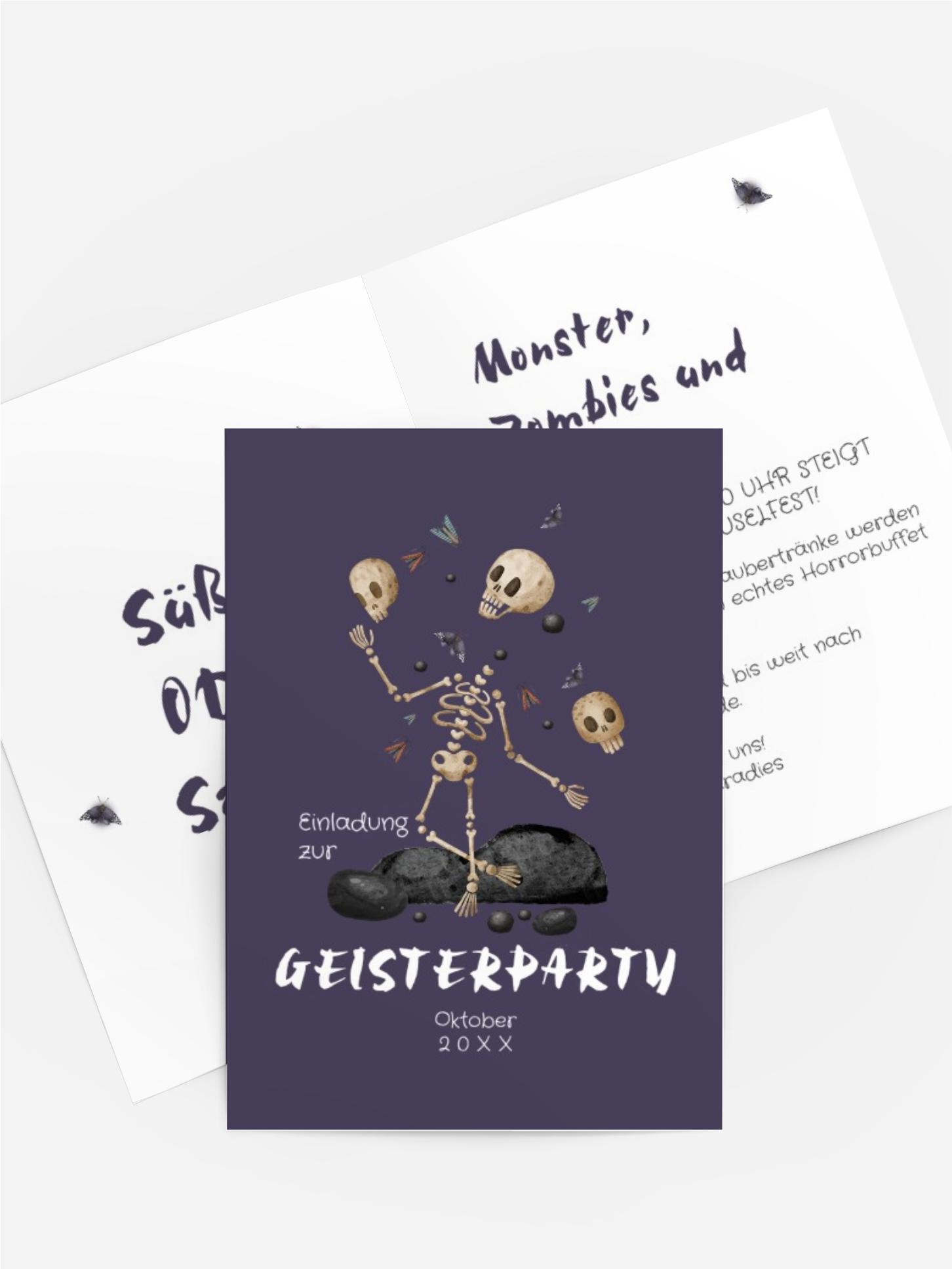 Halloween Einladung Tanzende Knochen