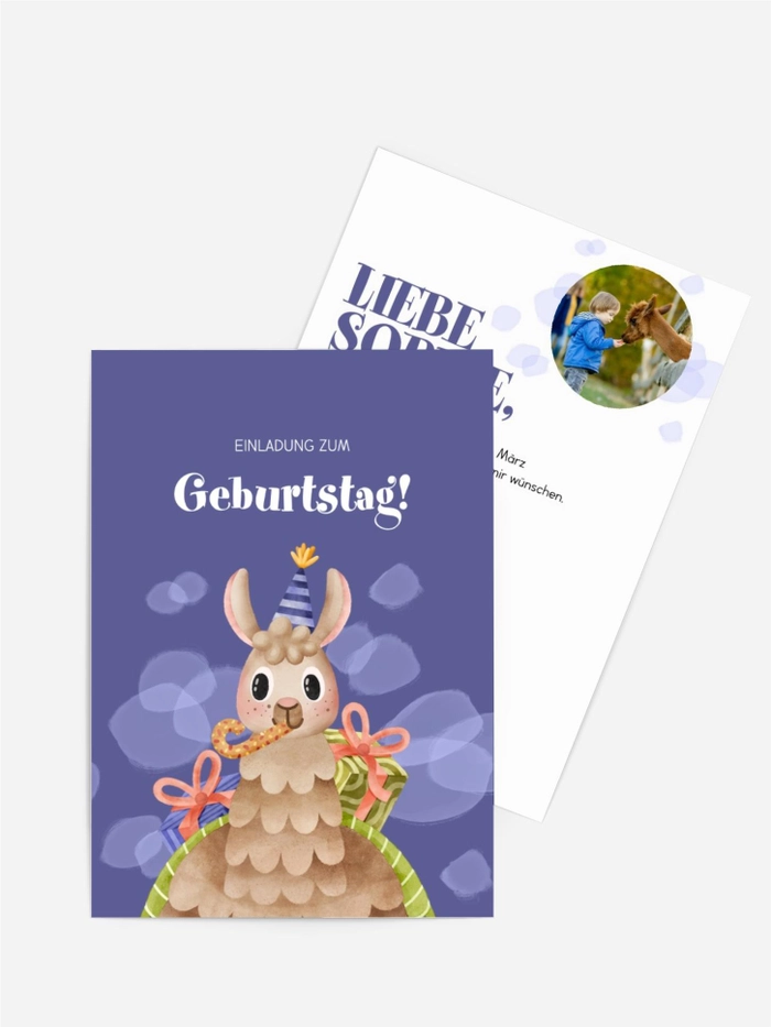 Geburtstagseinladung Kleines Alpaka