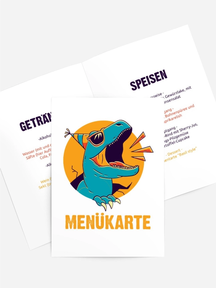 Menükarte Geburtstag Dino-Sonne