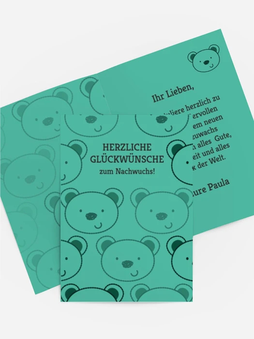Glückwunschkarte Bärchengesicht
